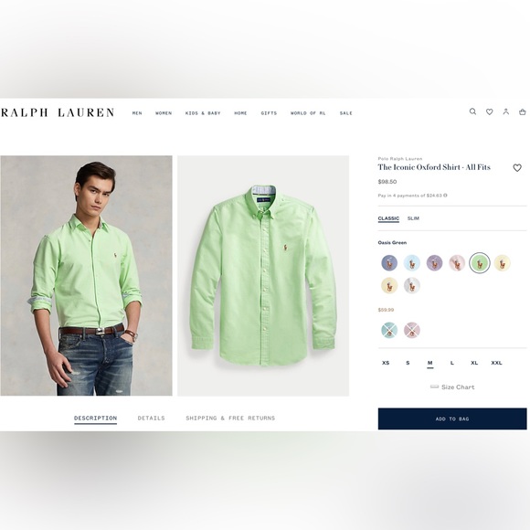 Polo Ralph Lauren Light Green Oxford Dress Shirt - Picture 2 of 6